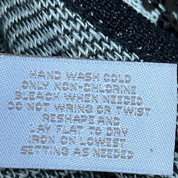 Chico's Women's Size 1 Waterfall Open Front Cardigan Sweater Sequins Black White - Picture 5 of 7